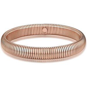 Women Gold Stainless Steel Stretch Flexible Wide Wristband Bangle Chain Bracelet